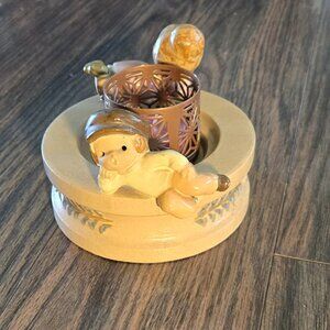 Vintage Ceramic (Goebel) Boy & Girl Figurine Votive Candle Dish